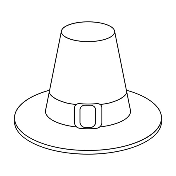 Значок шляпы паломника в стиле наброска изолирован на белом фоне. Канадская векторная иллюстрация ко Дню благодарения . — стоковый вектор