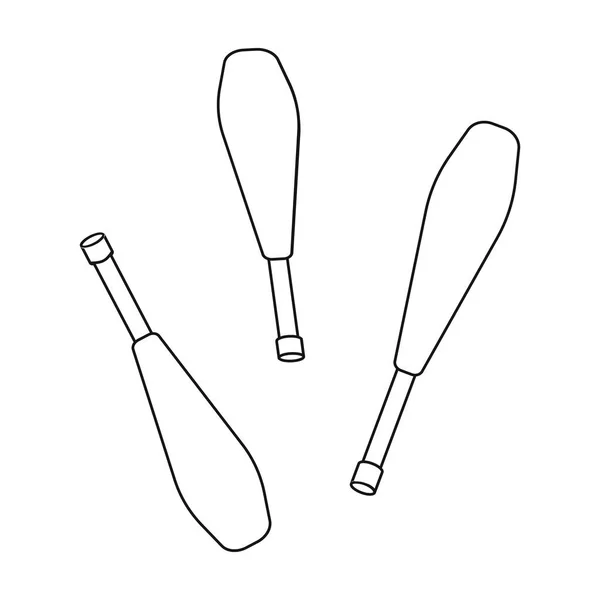 Icône des clubs de jonglerie dans un style de contour isolé sur fond blanc. Illustration vectorielle du symbole de cirque . — Image vectorielle