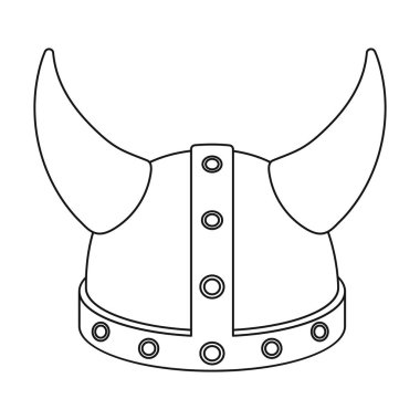Viking kask simgesi beyaz arka plan üzerinde izole anahat tarzı. Şapka sembol stok vektör çizim.