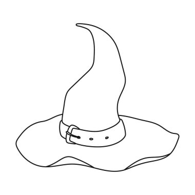 Witchs şapka simgesi beyaz arka plan üzerinde izole anahat tarzı. Şapka sembol stok vektör çizim.