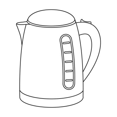 Elektrikli su ısıtıcısı simgesi beyaz arka plan üzerinde izole anahat tarzı. Ev aleti sembol stok vektör çizim.