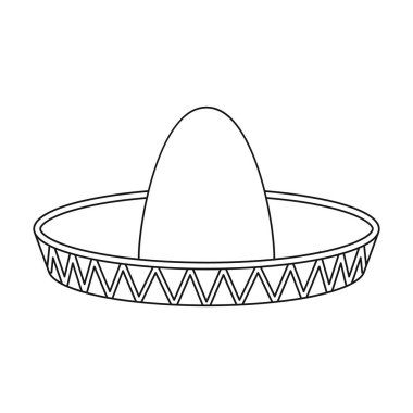 Sombrero simgesi beyaz arka plan üzerinde izole anahat tarzı. Şapka sembol stok vektör çizim.