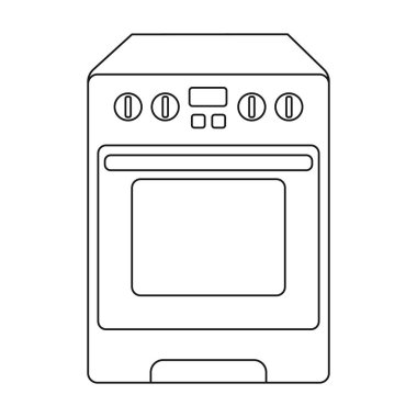 Beyaz arka plan üzerinde izole anahat tarzı mutfak soba simgesi. Ev aleti sembol stok vektör çizim.