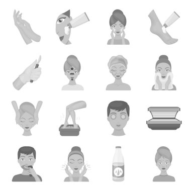 Cilt Bakımı, tek renkli bir tarzda Icons set. Cilt Bakımı vektör simge stok çizim büyük toplama