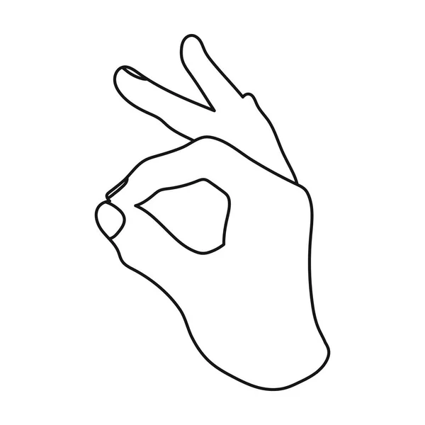 Ok segno icona in stile contorno isolato su sfondo bianco. Gesti della mano simbolo stock vettoriale illustrazione . — Vettoriale Stock