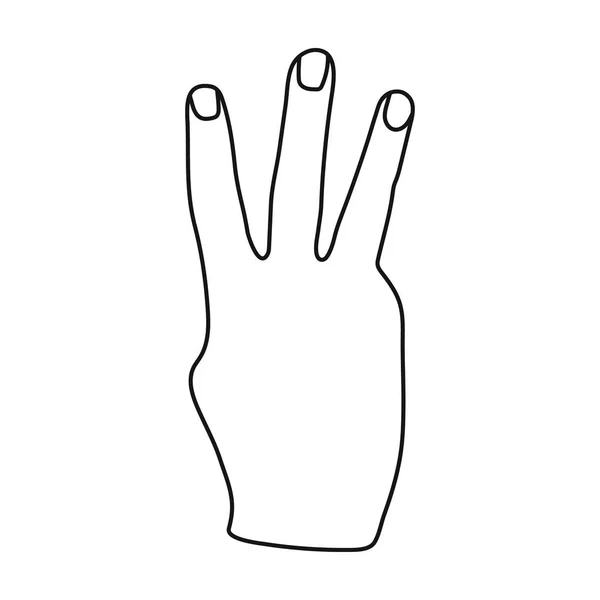 Drei Finger-Symbol im Umrissstil isoliert auf weißem Hintergrund. Handgesten Symbol Aktienvektor Illustration. — Stockvektor