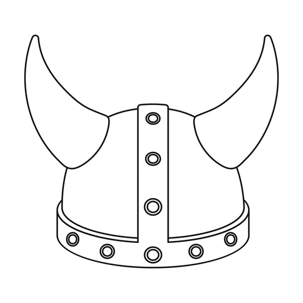 Значок шлема викинга в стиле контура выделен на белом фоне. Символические векторные иллюстрации . — стоковый вектор