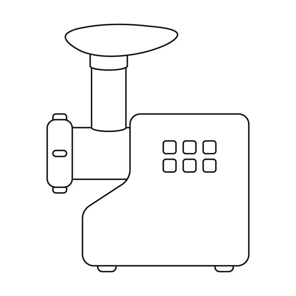 Icono de picadora de carne electiva en estilo de contorno aislado sobre fondo blanco. electrodomésticos símbolo stock vector ilustración . — Vector de stock