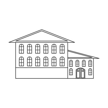 Hotel Icon beyaz arka plan üzerinde izole anahat tarzı. Bina sembol stok vektör çizim.