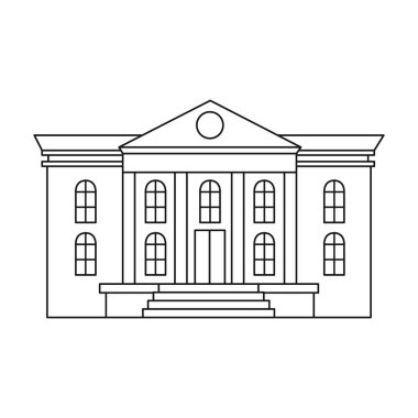Beyaz arka plan üzerinde izole anahat stili simgesini Müzesi. Bina sembol stok vektör çizim.