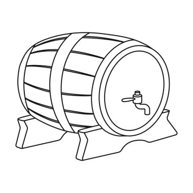 Bira varil simgesi beyaz arka plan üzerinde izole anahat tarzı. Oktoberfest sembol stok vektör çizim.