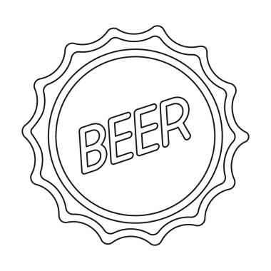 Şişe kapağı simgesi beyaz arka plan üzerinde izole anahat tarzı. Oktoberfest sembol stok vektör çizim.