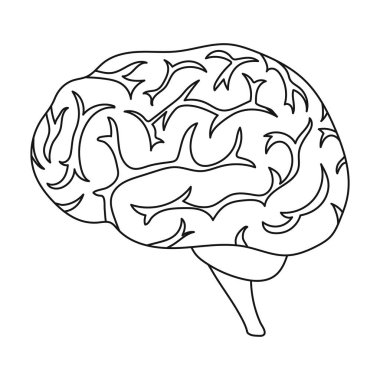 Beyin simgesi beyaz arka plan üzerinde izole anahat tarzı. Organları sembol stok vektör çizim.