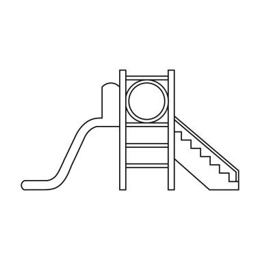 Bahçesi slayt simgesi beyaz arka plan üzerinde izole anahat tarzı. Bahçe sembol stok vektör çizim oynamak.