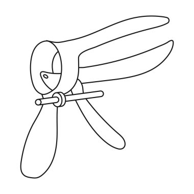 Spekulum simgesi beyaz arka plan üzerinde izole anahat tarzı. Gebelik sembol stok vektör çizim.