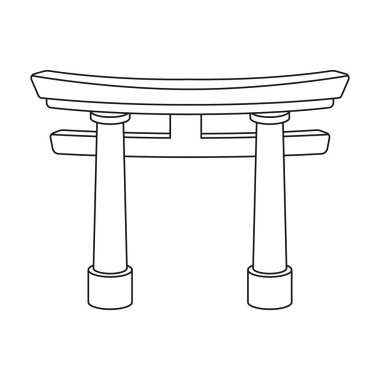 Torii simgesi beyaz arka plan üzerinde izole anahat tarzı. Din sembol stok vektör çizim.