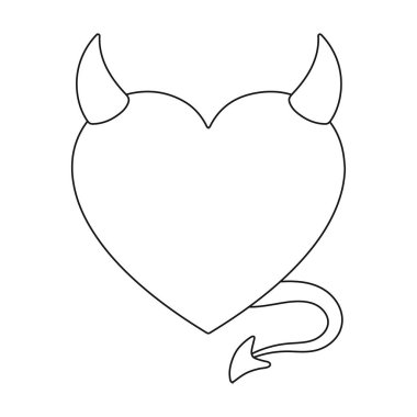 Anahat tarzı beyaz arka plan üzerinde izole kalp simgesi. Romantik sembol stok vektör çizim.