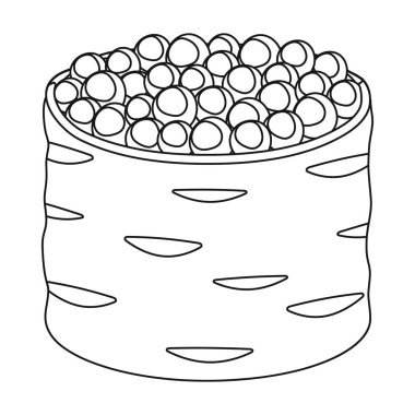 Ikura gunkan maki simgesi beyaz arka plan üzerinde izole anahat tarzı. Suşi sembol stok vektör çizim.