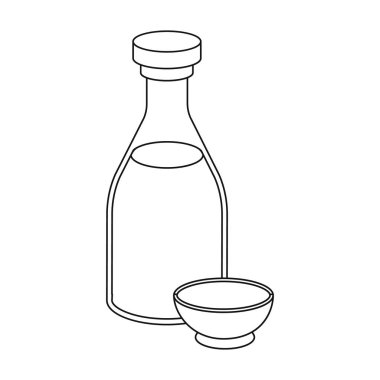 Soya sosu simgesi beyaz arka plan üzerinde izole anahat tarzı. Suşi sembol stok vektör çizim.