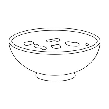 Miso çorbası simgesi beyaz arka plan üzerinde izole anahat tarzı. Suşi sembol stok vektör çizim.