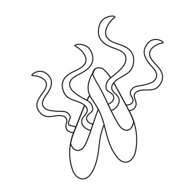 Pointe ayakkabı simgesi beyaz arka plan üzerinde izole anahat tarzı. Tiyatro sembol stok vektör çizim