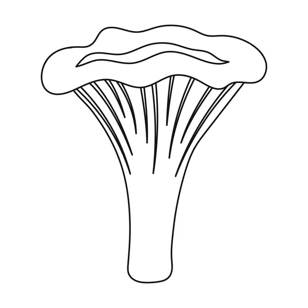 Pieprznik jadalny ikona stylu kontur na białym tle. Grzyb symbol Stockowa ilustracja wektorowa. — Wektor stockowy