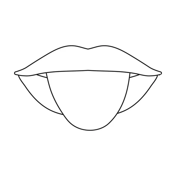 Icono de la lengua en estilo de contorno aislado sobre fondo blanco. Parte del cuerpo símbolo stock vector ilustración . — Archivo Imágenes Vectoriales