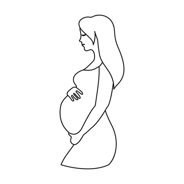 Icona incinta in stile contorno isolato su sfondo bianco. Illustrazione vettoriale stock simbolo di gravidanza . — Vettoriale Stock