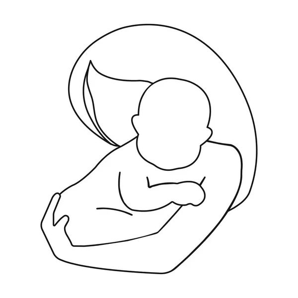 Ikona Matki i dziecka w stylu konspektu na białym tle. Ciąży symbol Stockowa ilustracja wektorowa. — Wektor stockowy