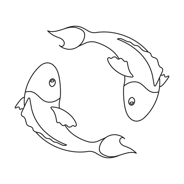 Koi vissen pictogram in kaderstijl geïsoleerd op een witte achtergrond. Religie symbool voorraad vectorillustratie. — Stockvector