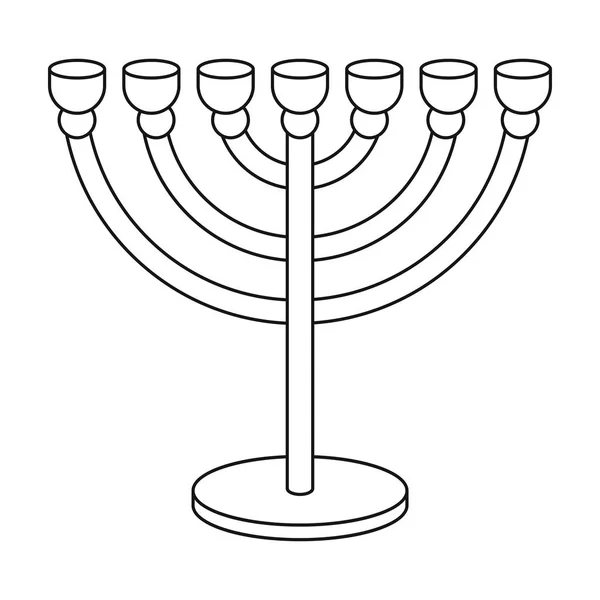 Menorah icon in outline style isolated on white background. Religion symbol stock vector illustration. — Stock Vector