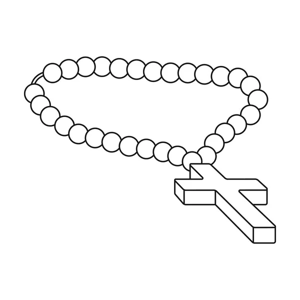 Icono cristiano del rosario en estilo de contorno aislado sobre fondo blanco. Religión símbolo stock vector ilustración . — Vector de stock
