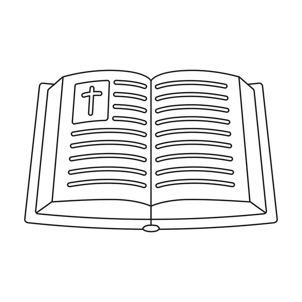 Icône de la Bible dans le style de contour isolé sur fond blanc. Illustration vectorielle du symbole religieux . — Image vectorielle