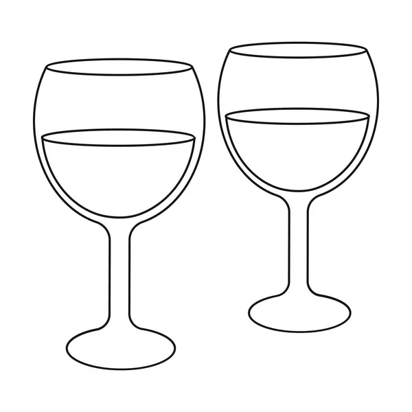 Wine glasses icon in outline style isolated on white background. Romantic symbol stock vector illustration. — Stock Vector