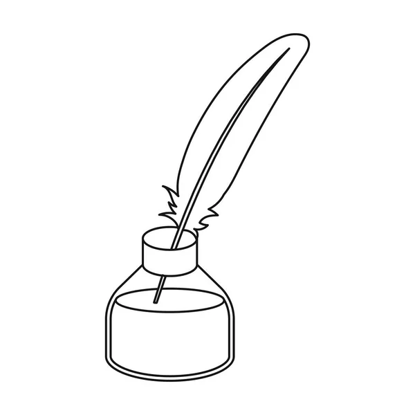 Ikona pera psaní ve stylu osnovy izolovaných na bílém pozadí. Divadlo symbol akcií vektorové ilustrace — Stockový vektor