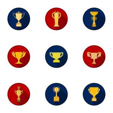 Kazanan Kupası karikatür tarzı simgeleri ayarlayın. Kazanan Kupası vektör simge stok çizim büyük toplama