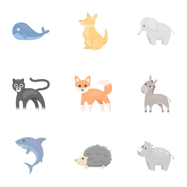Zvířata sada ikon ve stylu kreslených. Velkou sbírku zvířat vektorové ilustrace burzovní symbol — Stockový vektor