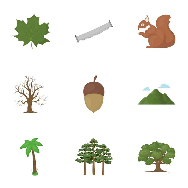 Forest instellen pictogrammen in cartoon stijl Grote verzameling van bos vector symbool stock illustratie — Stockvector