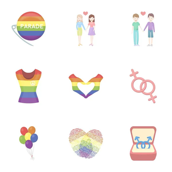Gay ustawić ikony w stylu cartoon. Duży zbiór ilustracji gejów wektor symbol — Wektor stockowy