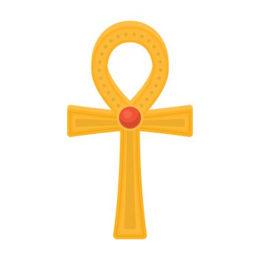 Ankh simgesi beyaz arka plan üzerinde izole karikatür tarzı. Antik Mısır sembolü hisse senedi vektör çizim.