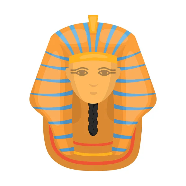 Faraonerna gyllene maskikonen i tecknad stil isolerad på vit bakgrund. Forntida Egypten symbolen lager vektorillustration. — Stock vektor