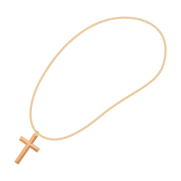 Ícone de rosário cristão dourado em estilo cartoon isolado no fundo branco. Ilustração de vetor de estoque de símbolo de jóias e acessórios . —  Vetores de Stock
