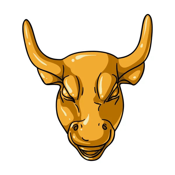 Icône Taureau Chargeur doré en style dessin animé isolé sur fond blanc. Illustration vectorielle du symbole monétaire et financier . — Image vectorielle