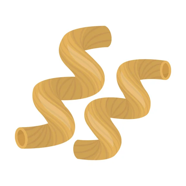Cavatappi Pasta-Symbol im Cartoon-Stil isoliert auf weißem Hintergrund. Arten von Nudeln Symbol Aktienvektor Illustration. — Stockvektor