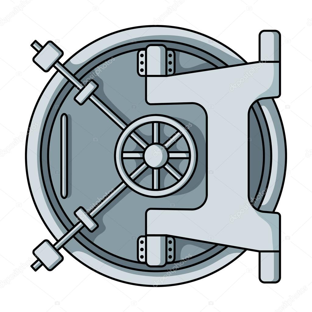 Bank vault icon in cartoon style isolated on white background. Money