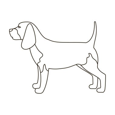 Beagle simgesi beyaz arka plan üzerinde izole anahat tarzı. Köpek doğurmak stok vektör çizim sembolü.