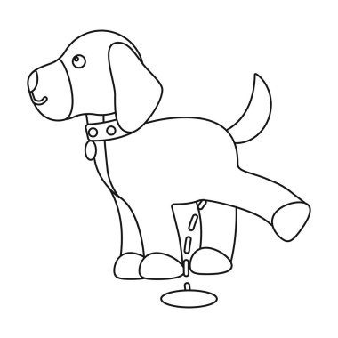 Beyaz arka plan üzerinde izole anahat tarzı sidik köpek simgesi. Köpek sembol stok vektör çizim.