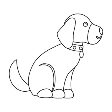 Köpek simgesi beyaz arka plan üzerinde izole anahat stili oturuyor. Köpek sembol stok vektör çizim.