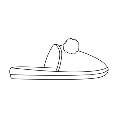 Terlik simgesi beyaz arka plan üzerinde izole anahat tarzı. Ayakkabı sembol stok vektör çizim.