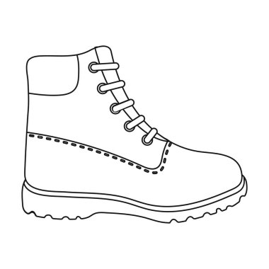 Hiking simgesi beyaz arka plan üzerinde izole anahat tarzı çizmeler. Ayakkabı sembol stok vektör çizim.